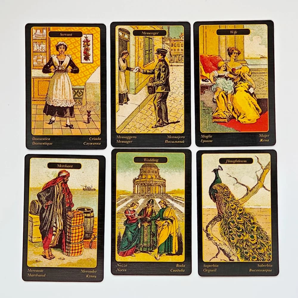 Gypsy Oracle Deck 9*6cm English and Spanish Edition 52 Pcs Oracle Cards Printed on 350GSM Double-embossed Cardstock