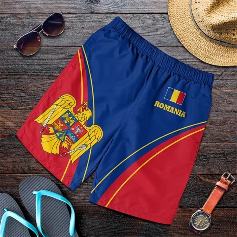 Pantaloncini Sportivi con Stampa 3D della Bandiera della Romania, Asciugatura Rapida, Traspiranti, per Uomo e Donna, Tifosi di Calcio, Casual, Outdoor, Estivi