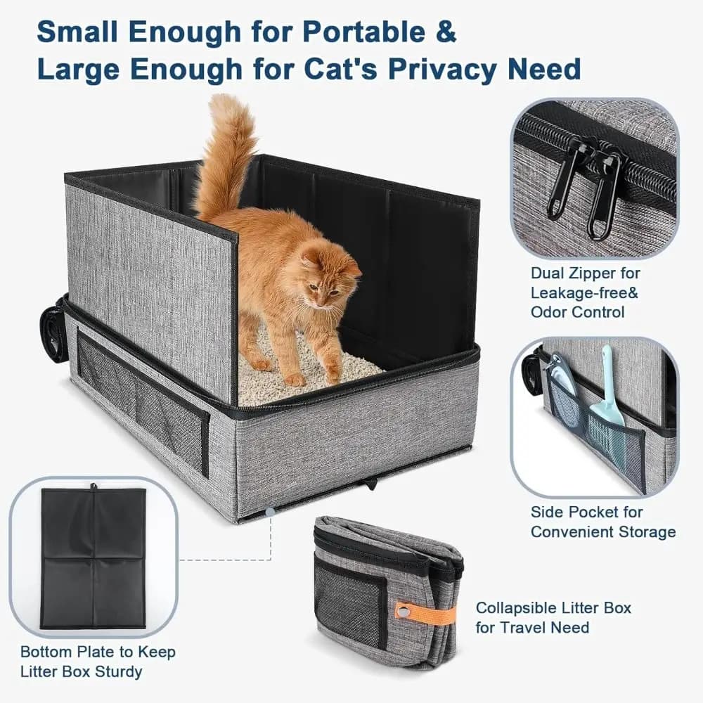 Lettiera portatile pieghevole per gatti Lettiera da viaggio resistente all'acqua a prova di perdite Lettiera per gattini Viaggio in auto