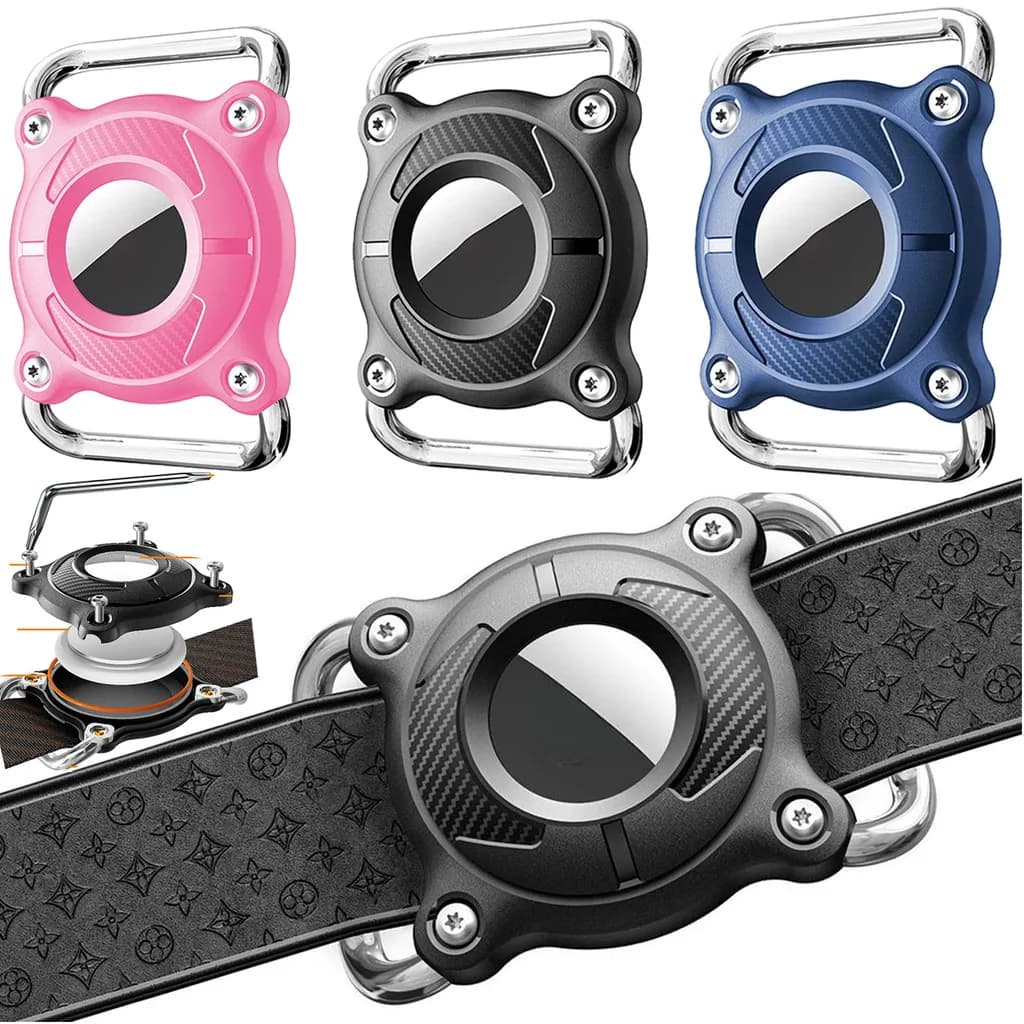 Supporto per Airtag da collare per cani | Copertura Impermeabile con Anello Metallico Rimovibile, TPU Resistente, Dimensioni Compatte, Adatta per Collari di Larghezza 1 Pollice