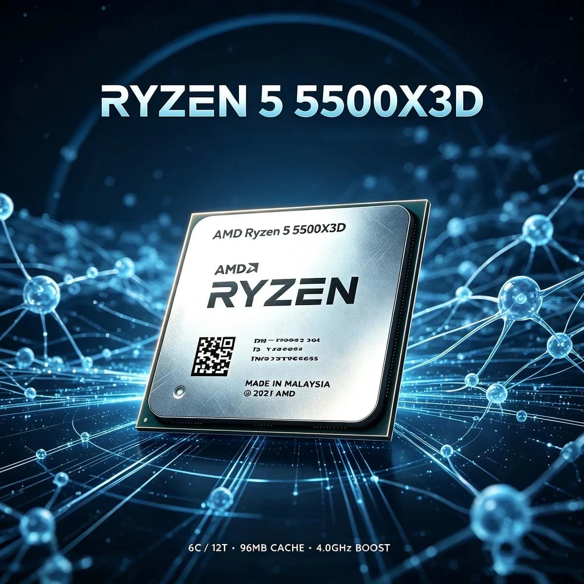 AMD Ryzen 5 5500X3D R5 5500X3D Gaming Processor CPU 6 Core 12 Thread AM4 DDR4 Max Boost 4.0GHz 105W