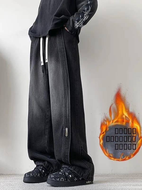 Jeans American High Street Deconstructed Knife da uomo, autunno inverno, a gamba larga e dritta, di marca trendy