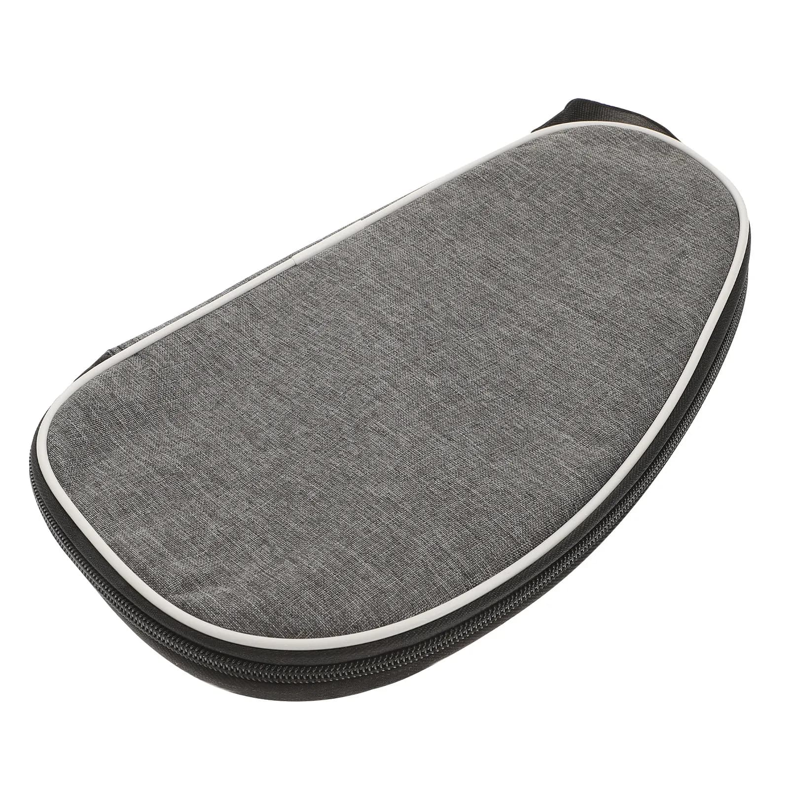Borsa da ping pong grigia portatile in tessuto Oxford a forma di conchiglia, custodia per racchetta con chiusura a cerniera, custodia professionale per racchette da ping pong