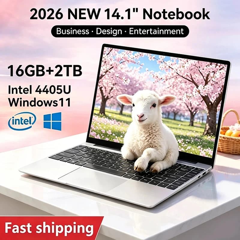 LENO Notebook PC 14.1" 16GB RAM 2TB SSD Intel 4405U PC da Gaming Display 1920*1080 Computer per Ufficio e Studio PC Windows 11 Pro