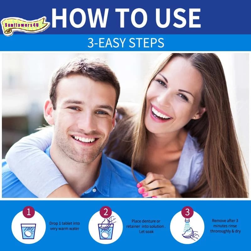 Oral Care Denture Cleaning Tablets Powerful Stain Removal for False Teeth Teeth Whitening And Breath Refreshening