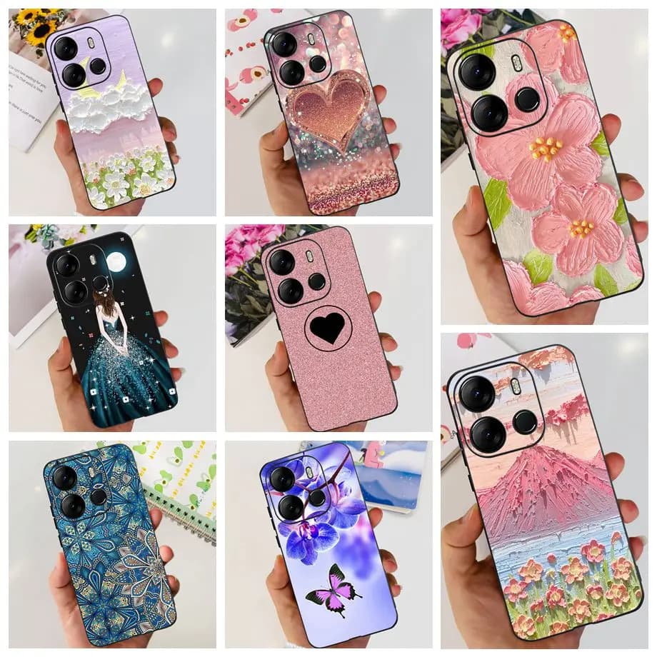 For Tecno Spark GO 2023 BF7n Phone Case Tecno Pop 7 Pro BF7 Pop7 Back Cover Matte Soft Silicone Coque Fundas Oil Flower Heart