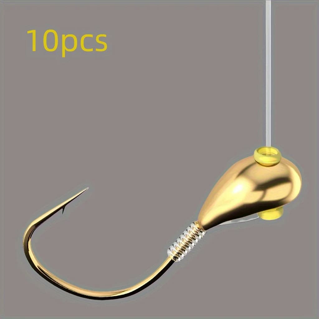 10 pieces gold stainless steel reversed hooks - Durable fishing hooks for baits and baits, ideal for fishing with hook and outdoor