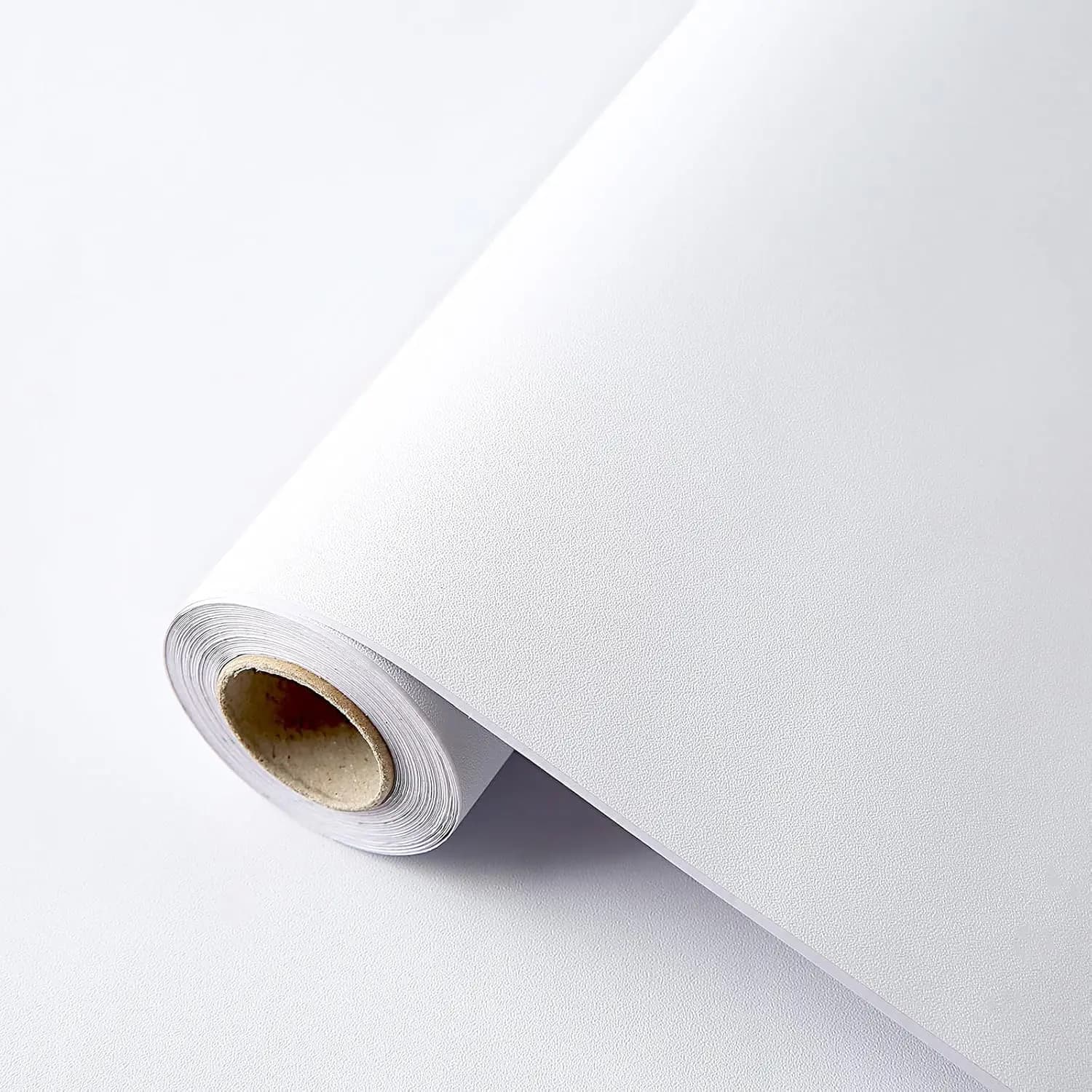 Carta da parati autoadesiva in vinile impermeabile bianco opaco largo 40 cm - Carta da contatto stacca e incolla per pareti, mobili, cabi da cucina