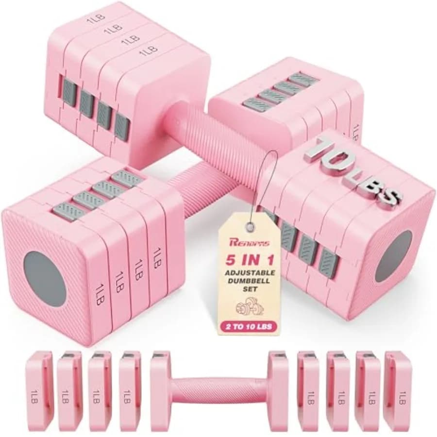 Set di manubri regolabili (2 pezzi) con regolazione rapida in 1 secondo, design a doppio blocco, pesi per donna e uomo, compatti, anti-rotolamento, 10 libbre/20 libbre