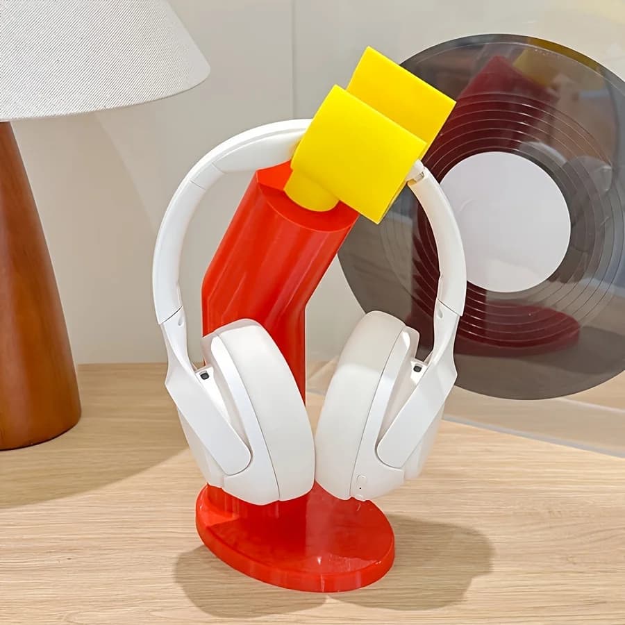 Creative Headphone Stand Sturdy Anti‑Tip Base Desktop Headset Hanger Holder Decor Accessory for Workstation Office Study Desk