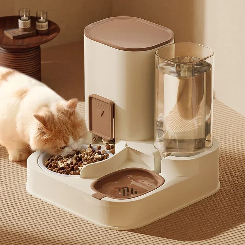 Nuovo alimentatore automatico Ciotola per cibo per cani e gatti con fontana d'acqua Separazione asciutta e bagnata Contenitore per dispenser per alimenti per cuccioli di animali domestici