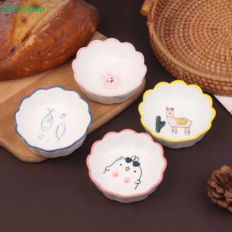 ☭ Ciotoline in Ceramica a Forma di Fiore con Stampe di Animali, Graziose Ciotole per Salse e Snack da Cucina