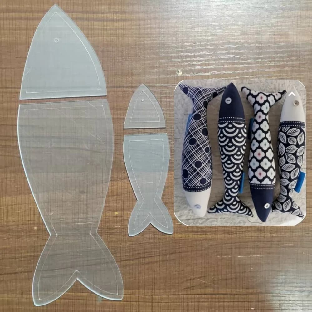 Set di modelli per quilting a forma di pesce in acrilico, strumento da cucito, regalo fai da te, stencil per ricamo, strumento da disegno multifunzione