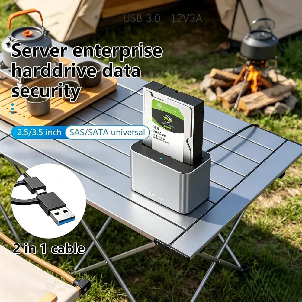 Enclosure per Disco Rigido SAS/SATA da 2.5/3.5 Pollici, Docking Station SATA a USB 3.0, Custodia Esterna per Archiviazione Disco Rigido