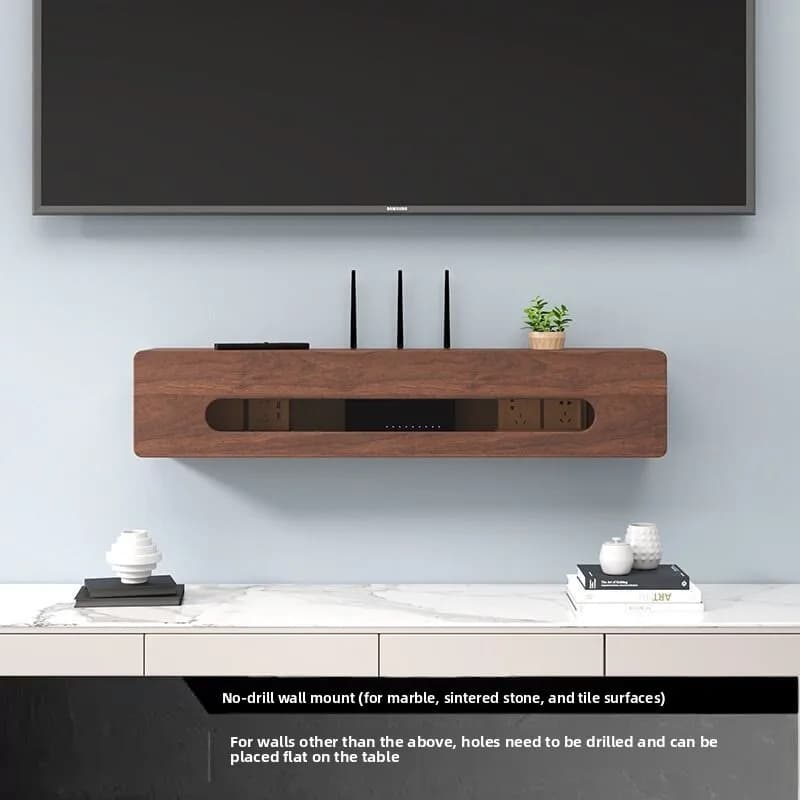 Solid Wood Cable Management Box Anti Dust Router Modem Cover Wall Mount Hide Cords Heavy Duty Socket Organizer for TV Box