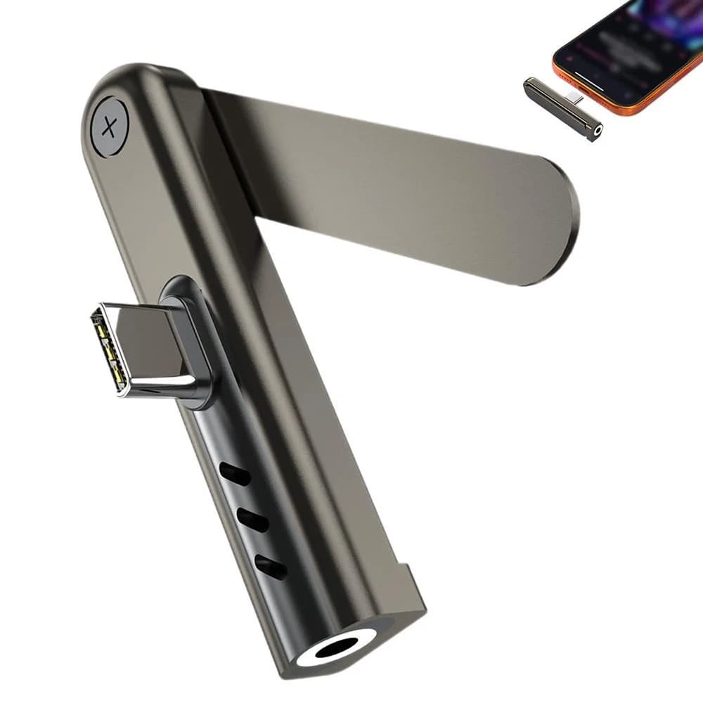 Type C To 3.5mm Audio Adapter Foldable Phone Stand Elbow USB C Male To 3.5mm Female Headphone Jack Converter For iPhone 15 16 17