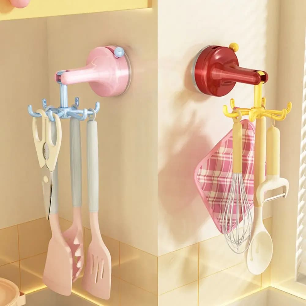 360° Rotating Suction Cup Storage Hook Dopamine Punch-free Spatula Spoon Storage Hook Multifunctional Space Saving