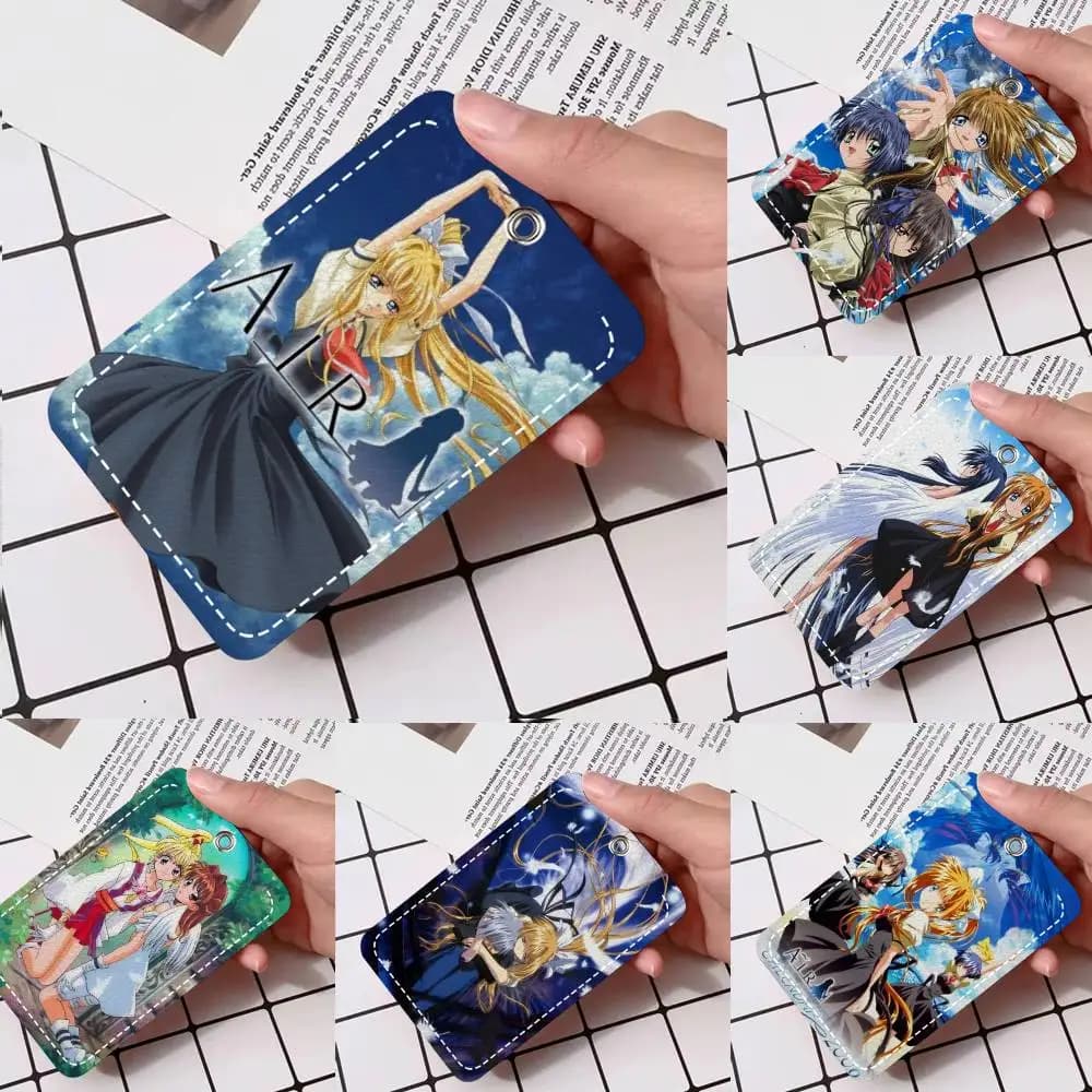 Portachiavi Anime AIR, Custodia per Carte, Portachiavi in Pelle, Porta Tessere, Anello Portachiavi