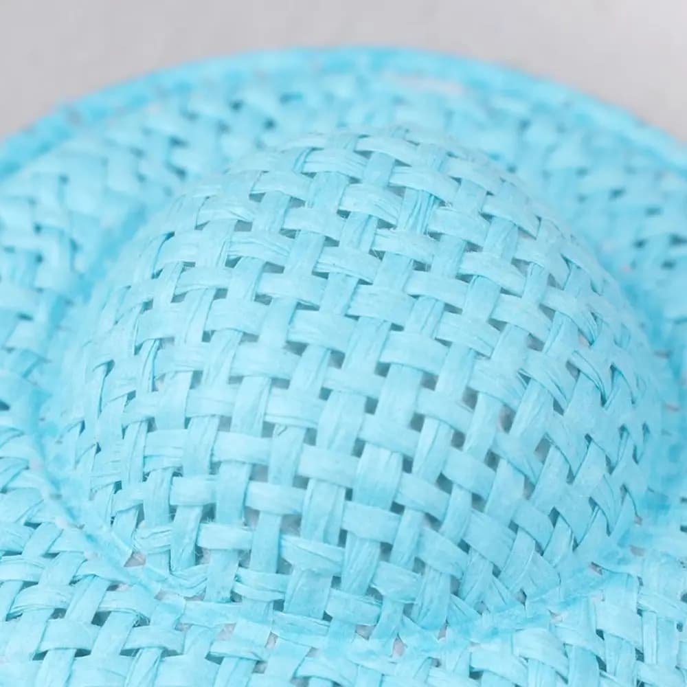 Set di 5 Cappelli di Paglia Intrecciati a Mano, Mini Cappellini Parasole Decorativi da 5cm, Accessori per Bambole