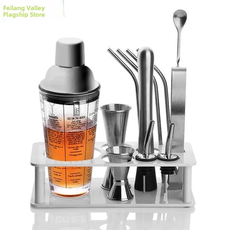 Shaker per Cocktail in Vetro con Scala Graduata, Strumento Professionale da Bar a Tre Livelli per Miscelare Bevande, Marca Blue Valley