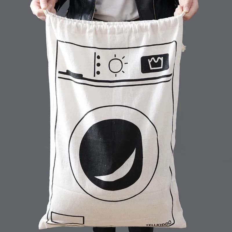 Bag for linen in fabric Bag for clothes and toys Bag for storing large cotton and linen with coulisse print