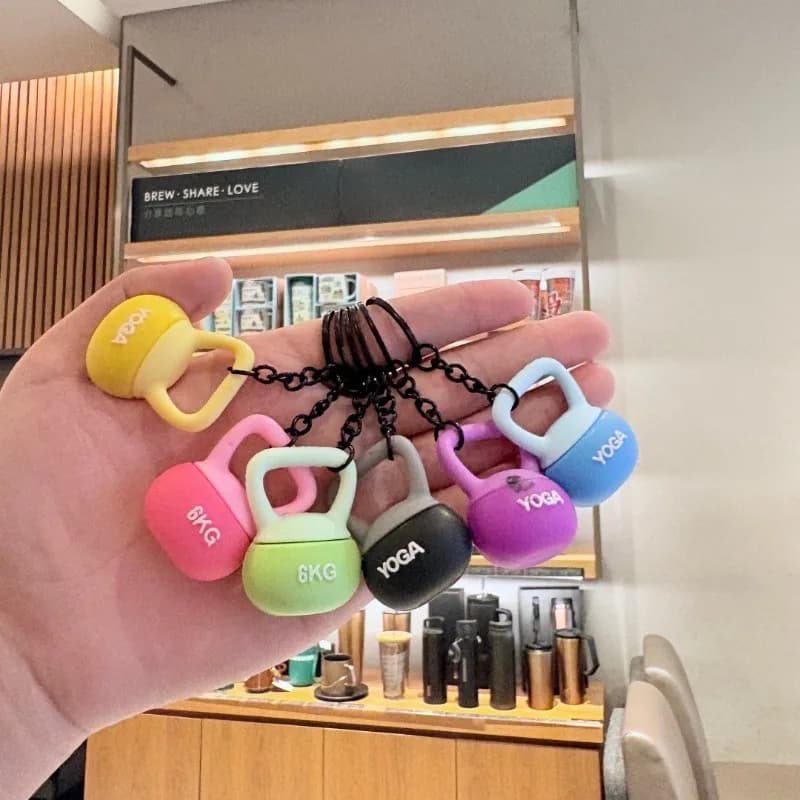 Cute Pastel Kettlebell Keychain Set, 6 Colors Mini Gym Weights Charms, Kawaii Fitness Accessory Gift for Sports Lovers