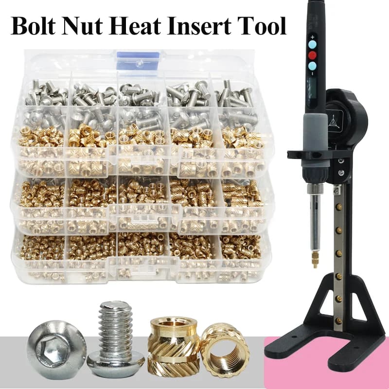 Dado per inserti filettati con bullone a brugola Impianto manuale Pressa di calore Macchina per inserti in plastica Dadi in ottone e viti a macchina Stampante 3D