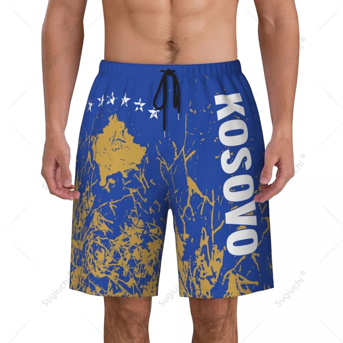 Men's Kosovo Flag Beach Pants Board Shorts Surfing Boys Soccer Cycling Swimwear Running Polyester