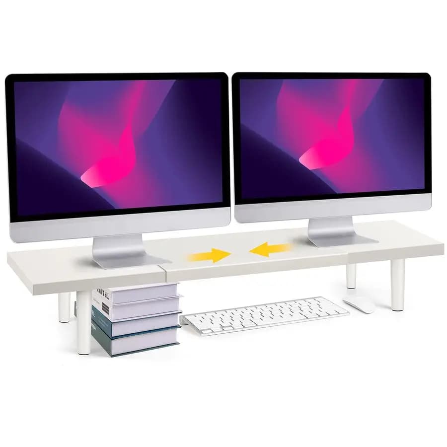 32-40 inch desk monitor adjustable support for 2 screens, computer and laptop desk organizer