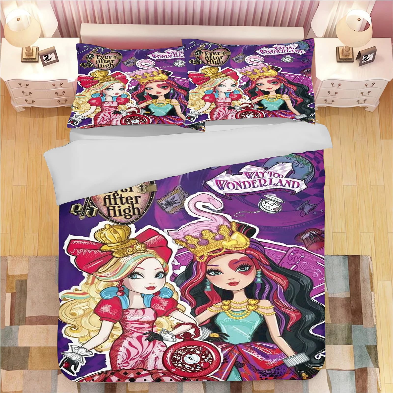 Set copripiumino stampato con ragazza elfo dei cartoni animati, 2/3 pezzi, stile Ever After High, per bambini e adulti, decorazione per la casa, perfetto