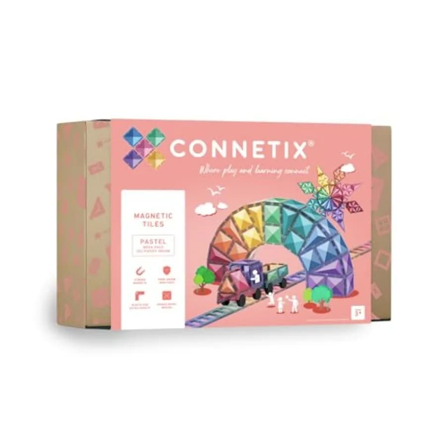 Connetix Pastel Mega Pack 202 Pezzi, Piastrelle Magnetiche Colorate per Costruzioni Educative STEM, Materiale Sicuro e Non Tossico