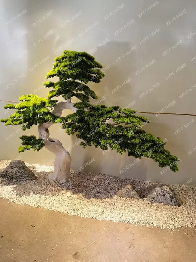 Decorative Artificial Pine Tree, Green Fin Plants for Hotel Decoration, Stairs and Interior Landscape
