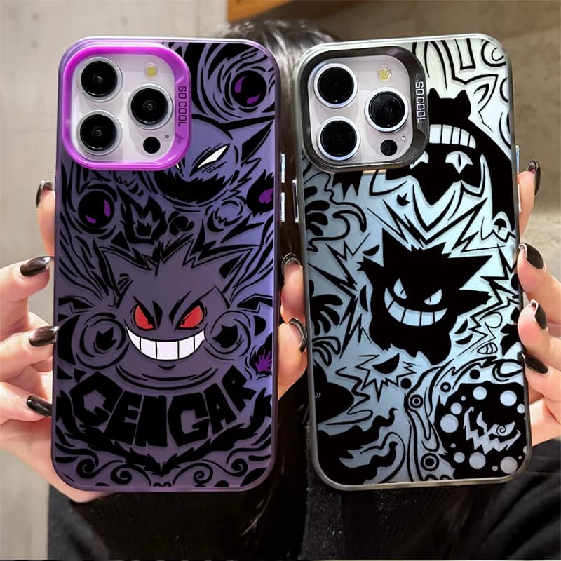 Anime P-Pokemon Gengar Custodia rigida per PC per iPhone 17 Air 16 15 11 12 14 13 Pro Max XS X XR Plus 8 7 SE 2020 Cover antiurto