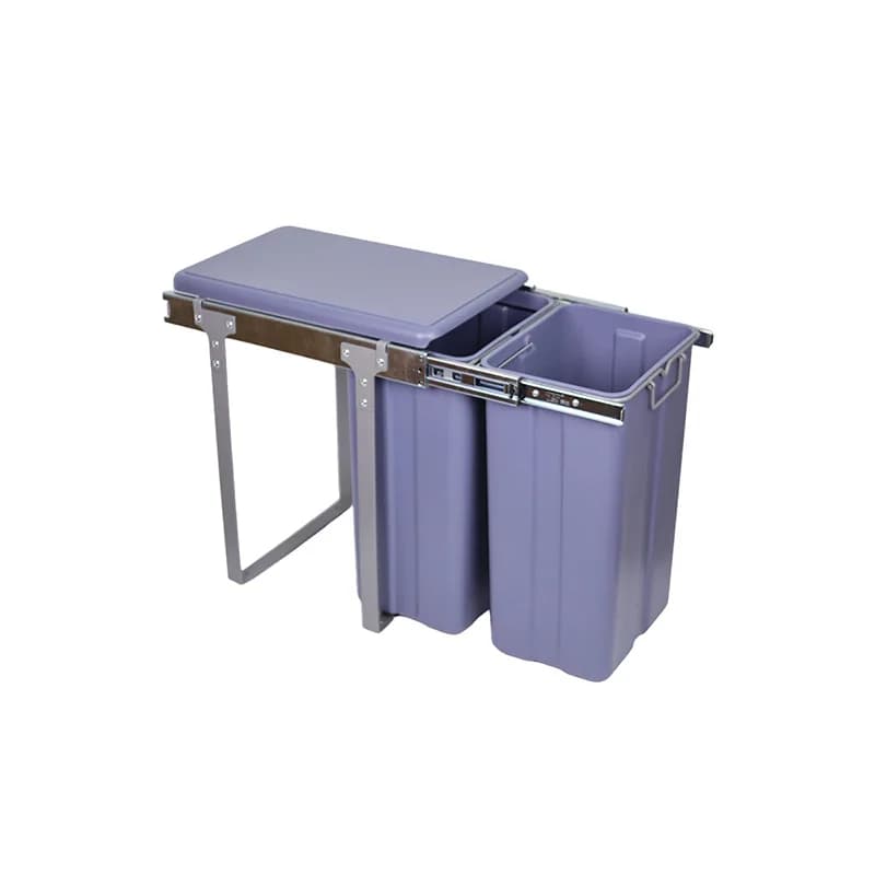 Kitchen embedded trash can cabinet, inner kitchen double bucket household with lid pull basket hidden cleaning bucket