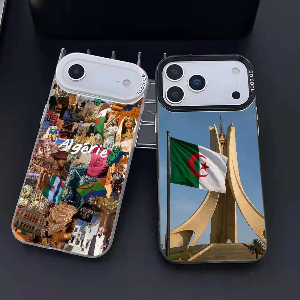 Flag of Algeria Phone Case For iPhone 17,16,15,14,13,12,11,Pro Max,Plus Candy Silver Cover