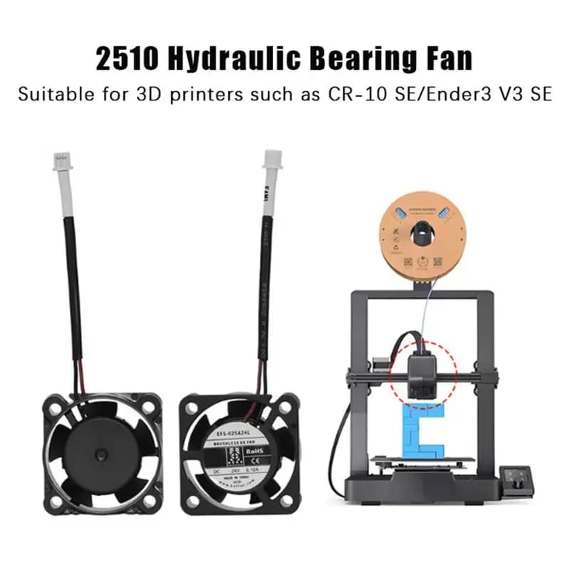 For CR-10 SE / Ender 3 V3 SE 2510 Axial Cooling Fan DC 24V Turbo Fan 3D Printers Accessories Hydraulic Bearing Cooling Fan
