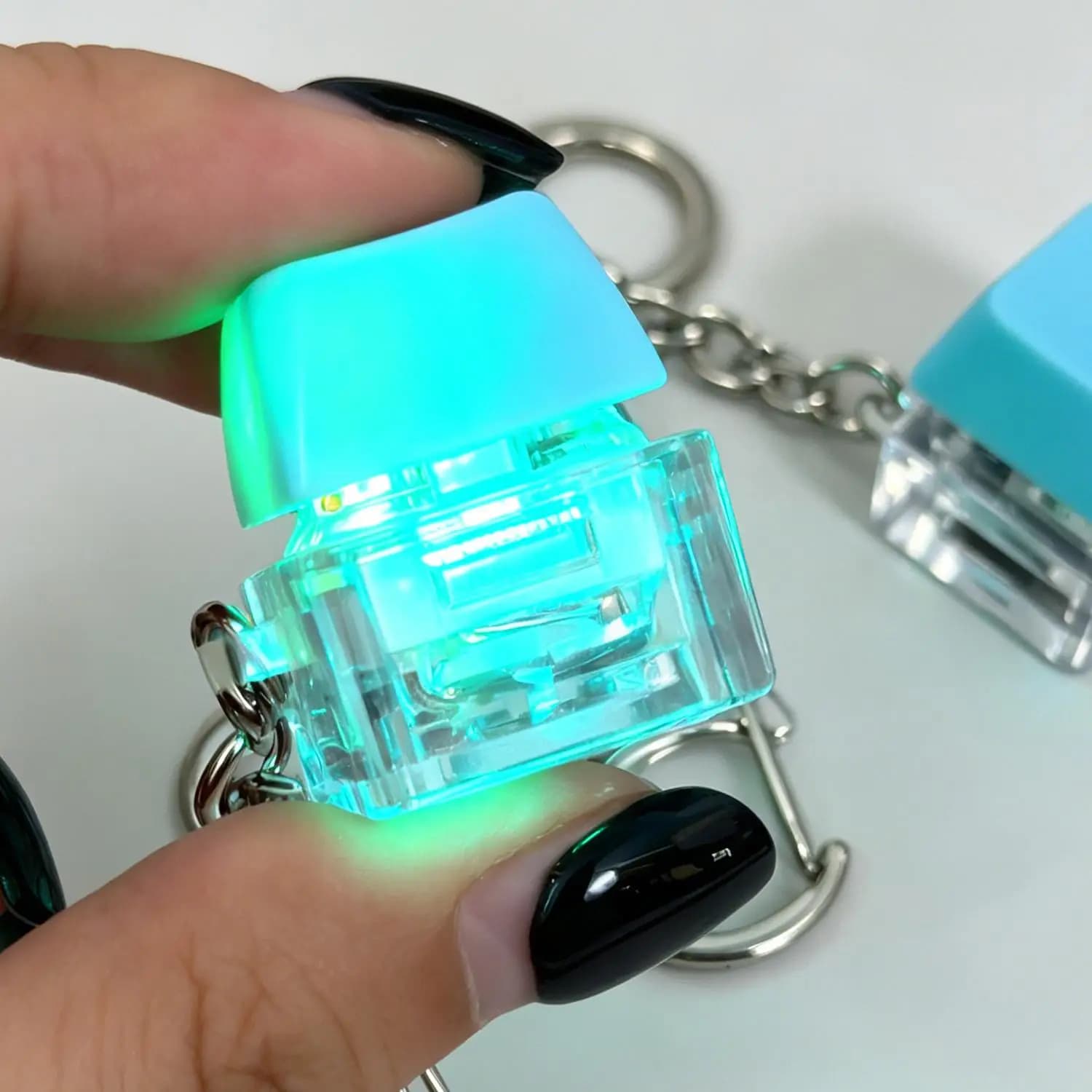 Clickable LED Keyboard Keychain Mechanical Button Fidget Key Caps Finger Toys Relief Stress Small Gifts Car Key Ring For Adults