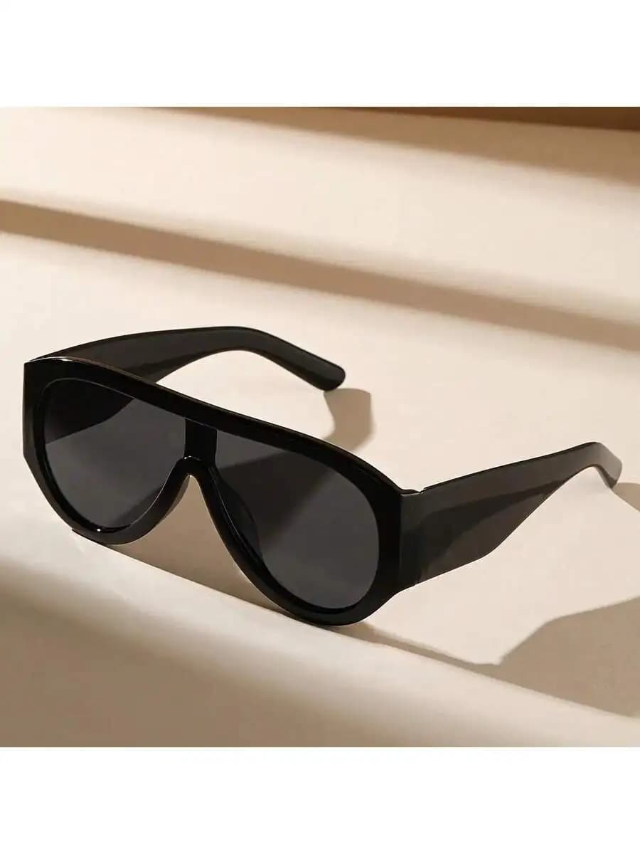 Oversized Square Frame Sunglasses For Women Black Shield Style