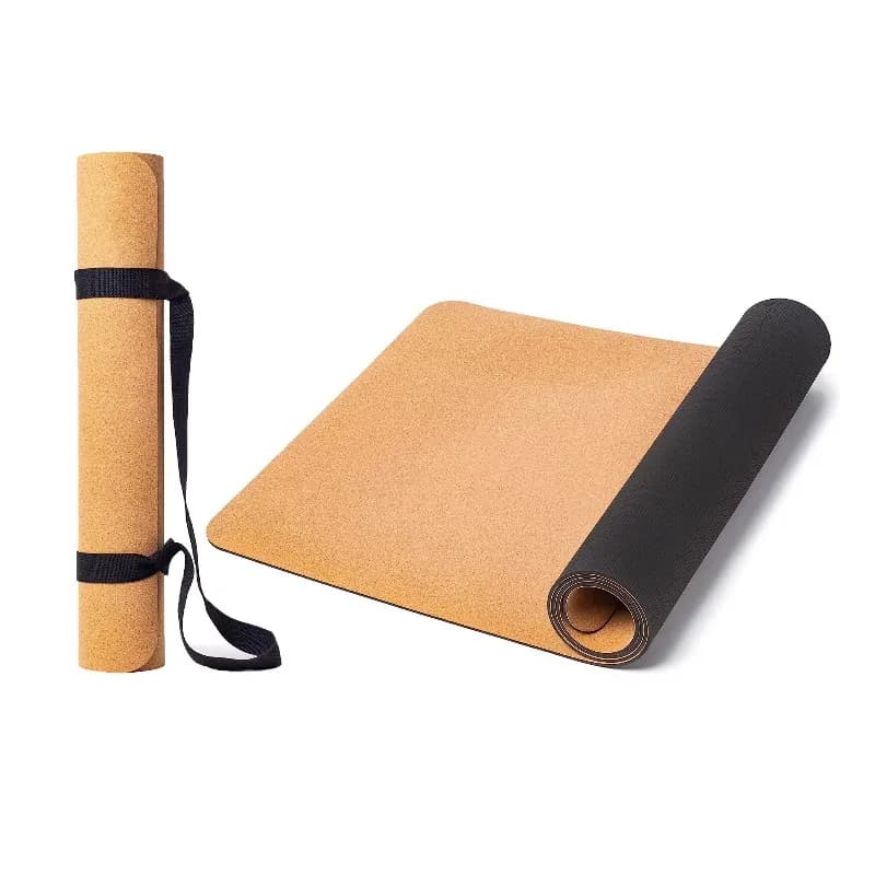YTYIN Sport ed fitness ecologici di lusso all'ingrosso da 5 mm con cinghie Tappetino yoga antiscivolo a 2 strati in sughero grande