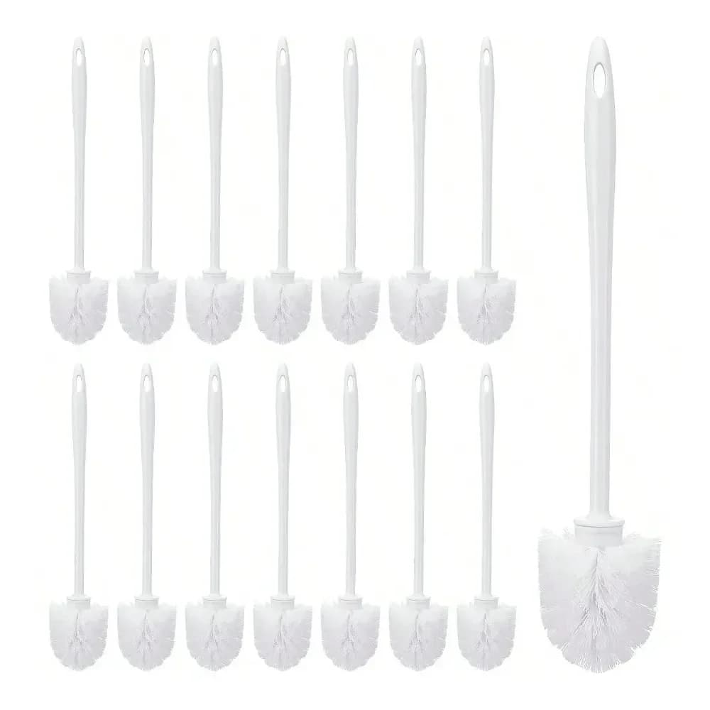 Spazzola per WC Professionale Resistente, 36 cm, Bianca, con Manico in PP e Setole in Nylon per Pulizia Profonda