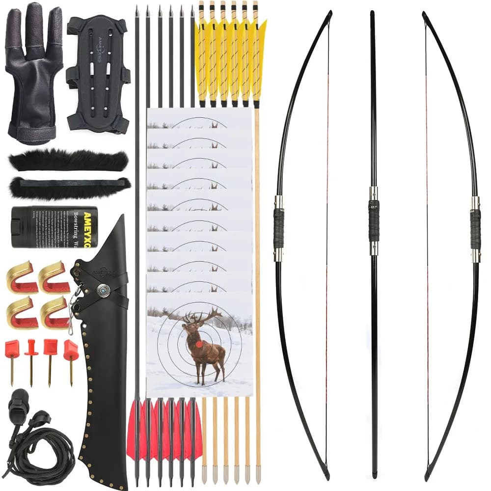 Tiro con l'arco 64,5 '' Takedown English Longbow 20-120lbs Arco Bersaglio Tiro con l'arco per adulti Tiro con l'arco tradizionale Caccia Tiro per adulti all'aperto