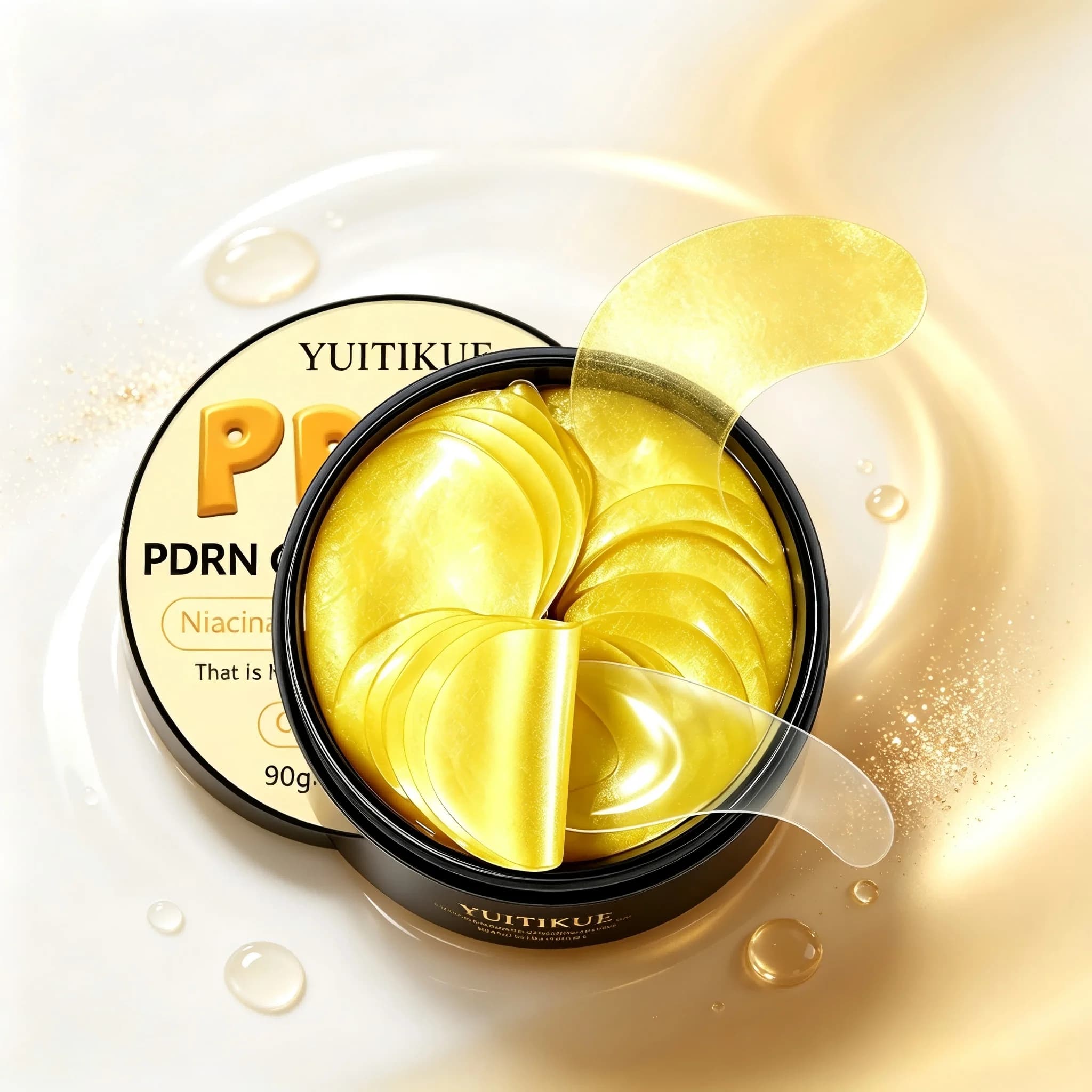 Golden Eye Moisturizing Eye Mask, rich in collagen and hyaluronic acid, suitable for all skin types