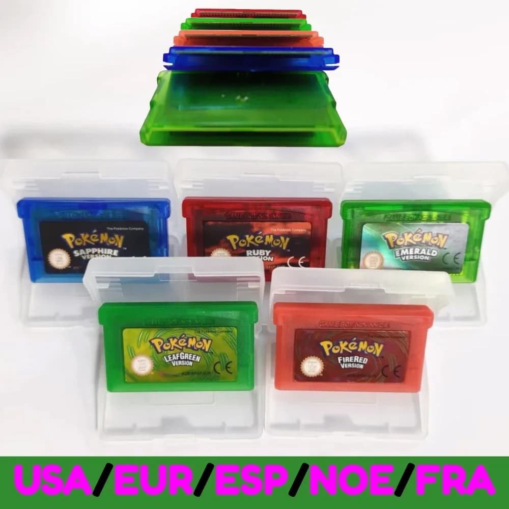 Serie Pokémon: Smeraldo, Rosso Fuoco, Verde Foglia, Rubino, Zaffiro - 5 Versioni di Gioco GBA in Scatola per Cartuccia Videogioco a 32 Bit