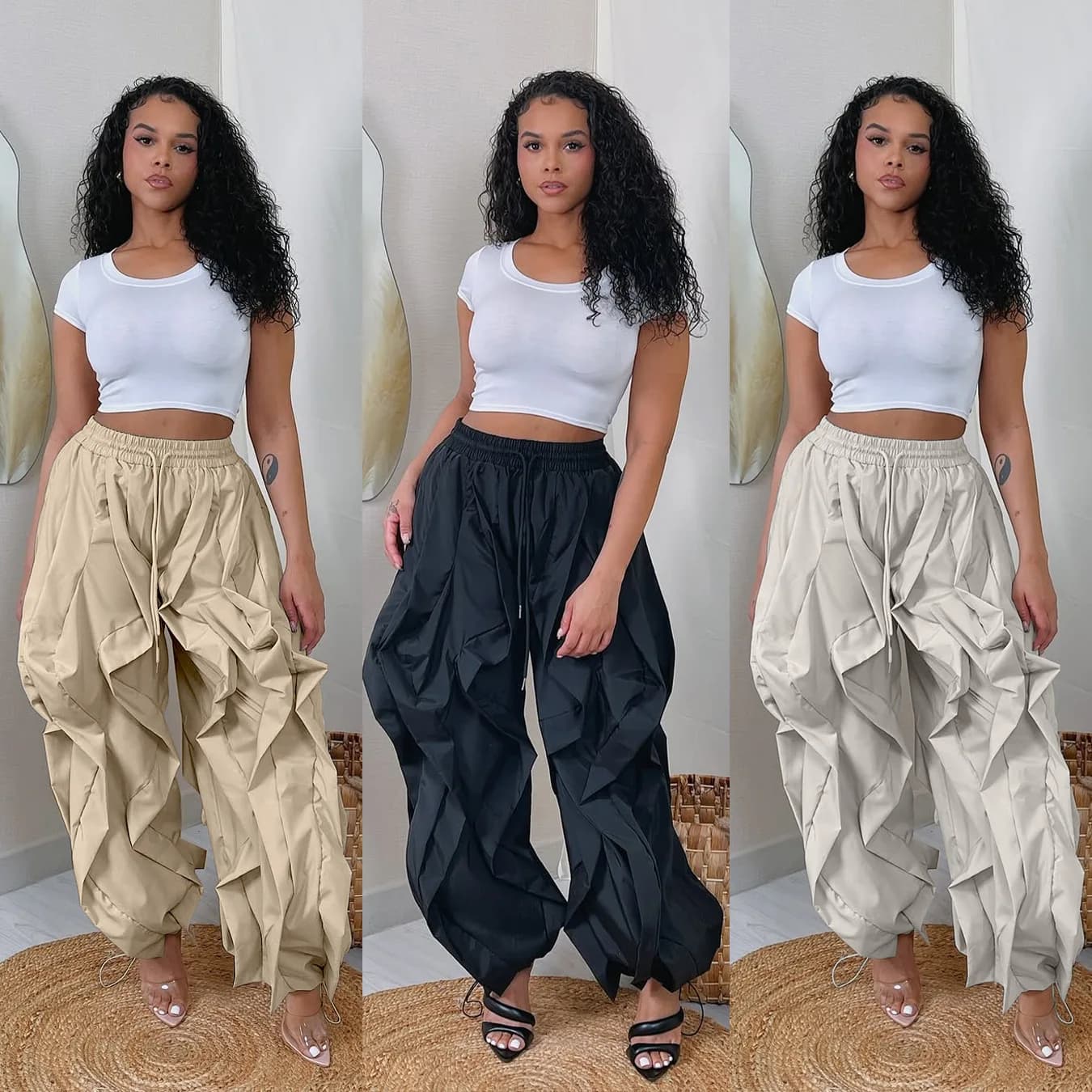 Eleganti Leggings Bloomers con Cuciture Decorative e Pizzo per il Pendolarismo
