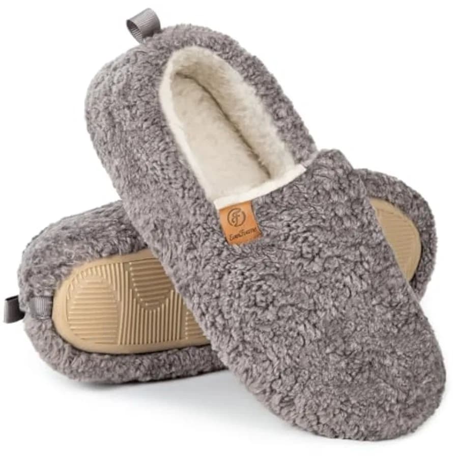 Pantofole da donna EverFoams morbide e ricci, leggere, in memory foam, comode, con fodera in pile polare