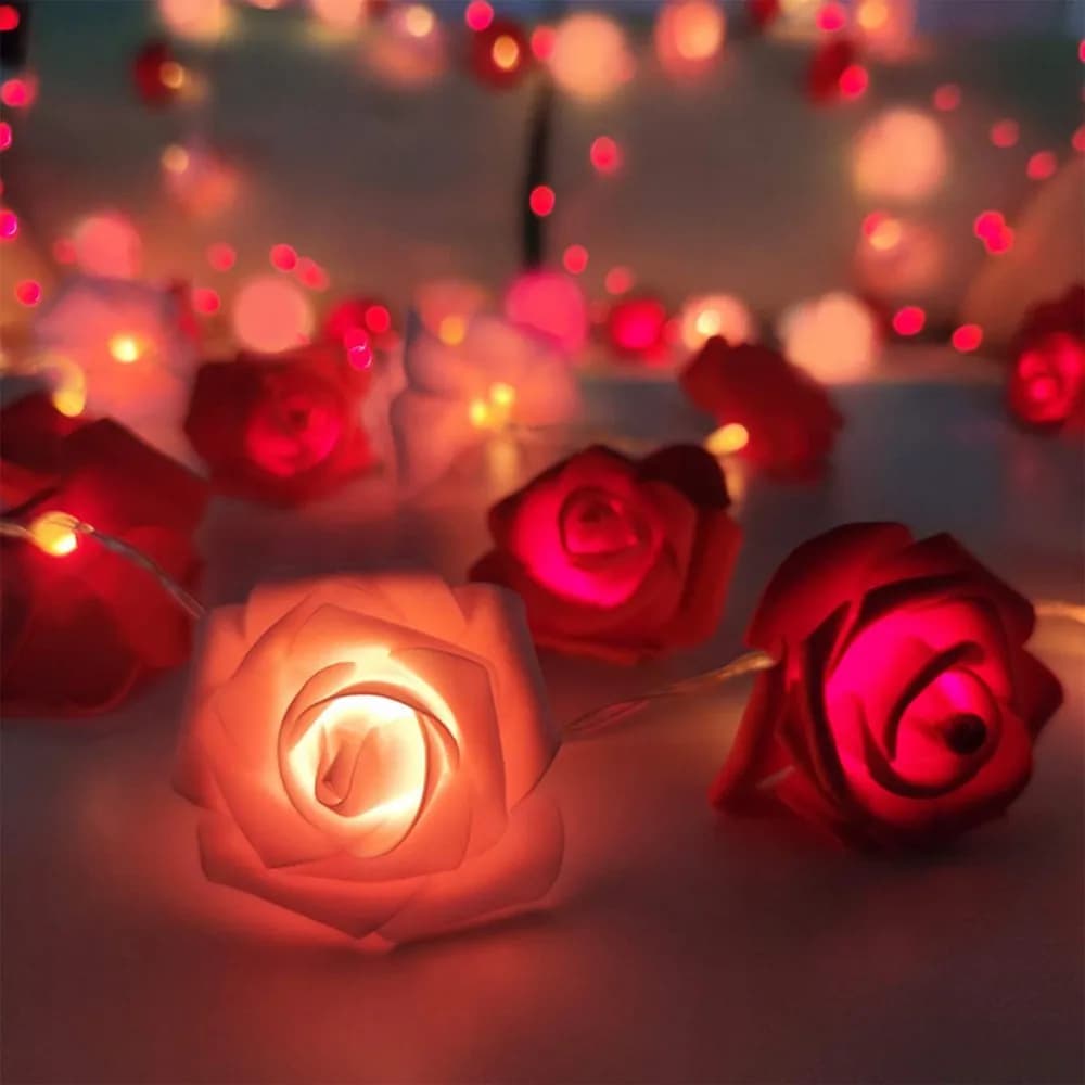 1 pezzo di luci artificiali a forma di rosa, alimentate a batteria (escl), decorazioni romantiche per la proposta di matrimonio della camera da letto, regalo di San Valentino