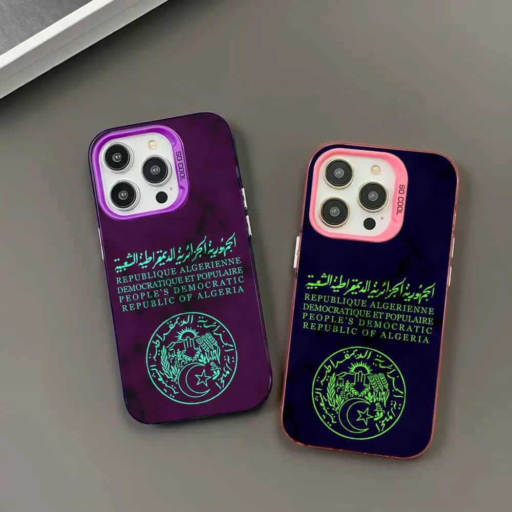 Custodia per passaporto Algeria per IPhone 17 16 15 14 13 12 11 Pro MAX opaca antiurto posteriore anticaduta copertura opaca