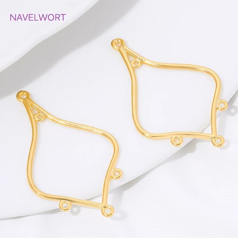 Connettori placcati oro 18 carati per la creazione di gioielli, connettori in ottone, connettori per perline, componenti per la creazione di orecchini fai da te