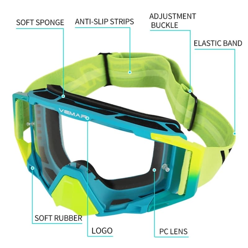 Occhiali da moto professionali per adulti Antivento antipolvere Antiappannamento per uomini e donne MX ATV Dirt Bike Sci Snowboard Occhiali