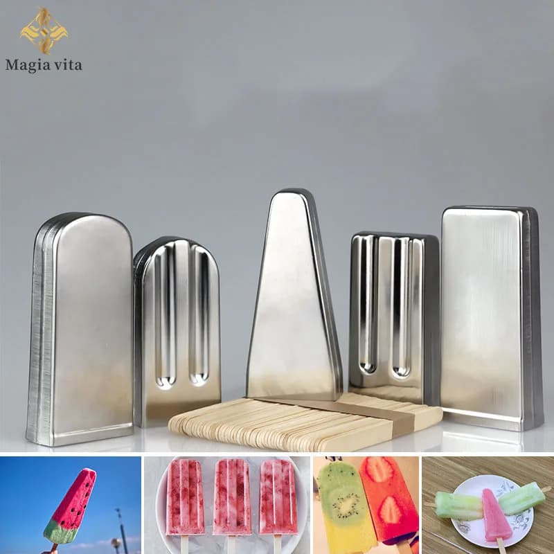 Stampo per ghiaccioli bastoncini di frutta per gelato in acciaio inossidabile che fanno macchina utensili da cucina fatti in casa con supporto creatore riutilizzabile Dessert